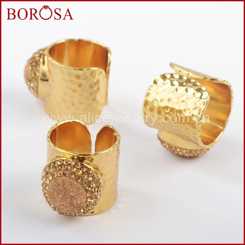 BOROSA Design Round Champagne Druzy Crystal Gold Band Ring Pave Gold Zircons Drusy Crystal Adjustable Rings Gems JAB831
BOROSA Design Round Champagne Druzy Crystal Gold Band Ring Pave Gold Zircons Drusy Crystal Adjustable Rings Gems JAB831