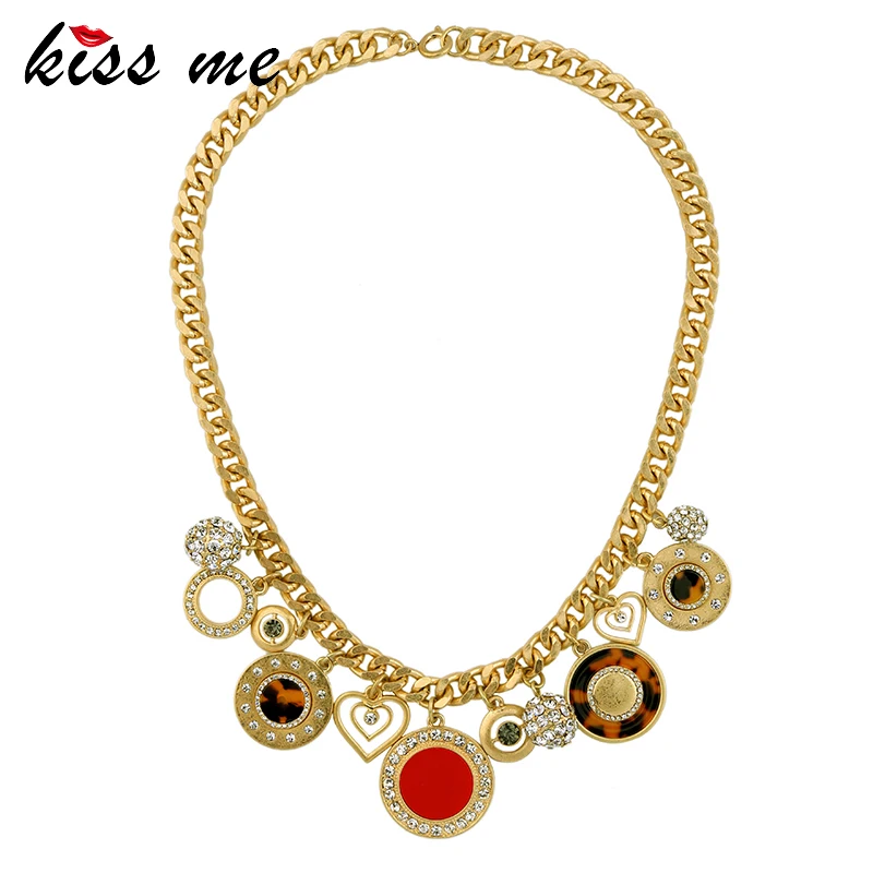 KISS ME Antique Gold Color Statement Necklace Rhinestone Balls Hearts Rounds Pendant Jewelry for Women
KISS ME Antique Gold Color Statement Necklace Rhinestone Balls Hearts Rounds Pendant Jewelry for Women