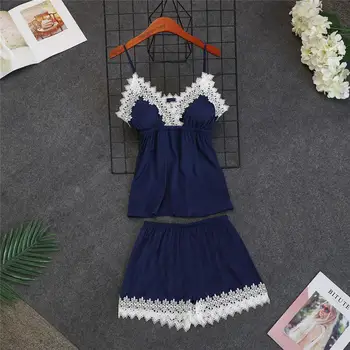 Navy Blue Sexy Womens 2PC Strap Top Pants Pajamas Sets Sleepwear Lady Home Wear Nightgown Suit Robe Bath Gown Sleepshirts M-XL
Navy Blue Sexy Womens 2PC Strap Top Pants Pajamas Sets Sleepwear Lady Home Wear Nightgown Suit Robe Bath Gown Sleepshirts M-XL