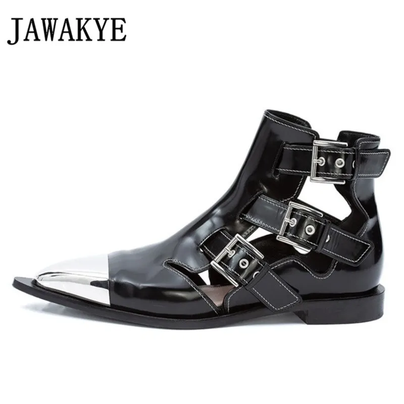 Cool Buckle Strap Sandals Boots Women Metal Pointed Toe Genuine Leather Shoes Woman Cut Outs Rivet Flat Heel Motorcycle Boots
Cool Buckle Strap Sandals Boots Women Metal Pointed Toe Genuine Leather Shoes Woman Cut Outs Rivet Flat Heel Motorcycle Boots
