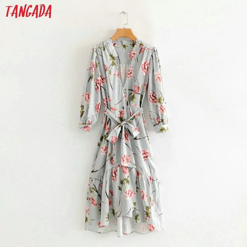 Tangada autumn women green flower print dresses long sleeve v neck vintage fashion bow slash asymmetric dress vestidos 1F62
Tangada autumn women green flower print dresses long sleeve v neck vintage fashion bow slash asymmetric dress vestidos 1F62