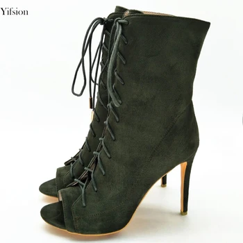Olomm New Women Lace Up Boots Sexy Thin High Heels Mid-Calf Boots Charm Peep Toe Army Green Club Shoes Women US Size 4-10.5
Olomm New Women Lace Up Boots Sexy Thin High Heels Mid-Calf Boots Charm Peep Toe Army Green Club Shoes Women US Size 4-10.5