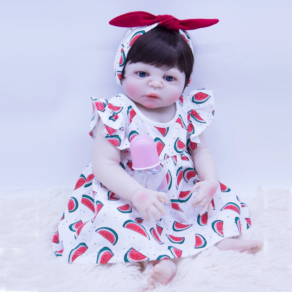 55CM Bebes Reborn Dolls Toys Silicone Reborn Baby Doll black hair Lifelike cute princess Baby Doll and Watermelon dress for sale
55CM Bebes Reborn Dolls Toys Silicone Reborn Baby Doll black hair Lifelike cute princess Baby Doll and Watermelon dress for sale