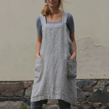Womens Plus Size Cotton Linen X Shape Bib Apron Solid Halter Cross Bandage Kitchen Cooking Clothes With Large Front Pockets
Womens Plus Size Cotton Linen X Shape Bib Apron Solid Halter Cross Bandage Kitchen Cooking Clothes With Large Front Pockets