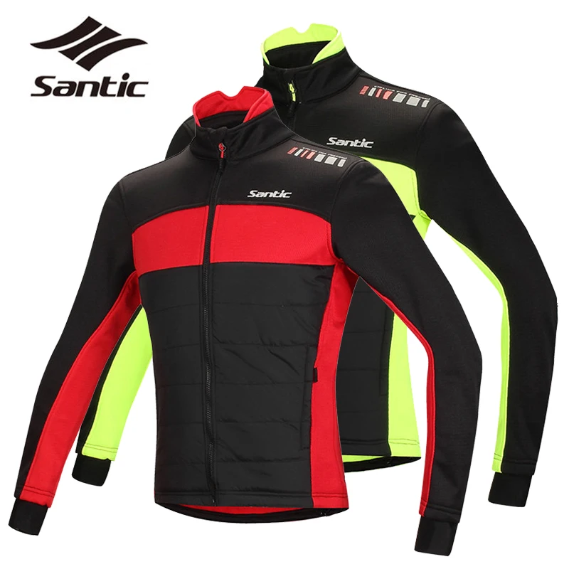Santic Pro Мужская велосипедная куртка зимняя ветрозащитная термальная флисовая