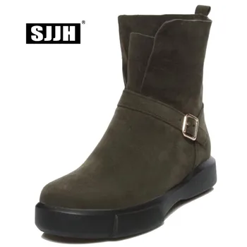 SJJH Women Flat Mid-Calf Boots with Round Toe Nubuck Slip-on Chelsea Boots Autumn Fashion Casual Formal Shoes Large Size A1086
SJJH Women Flat Mid-Calf Boots with Round Toe Nubuck Slip-on Chelsea Boots Autumn Fashion Casual Formal Shoes Large Size A1086