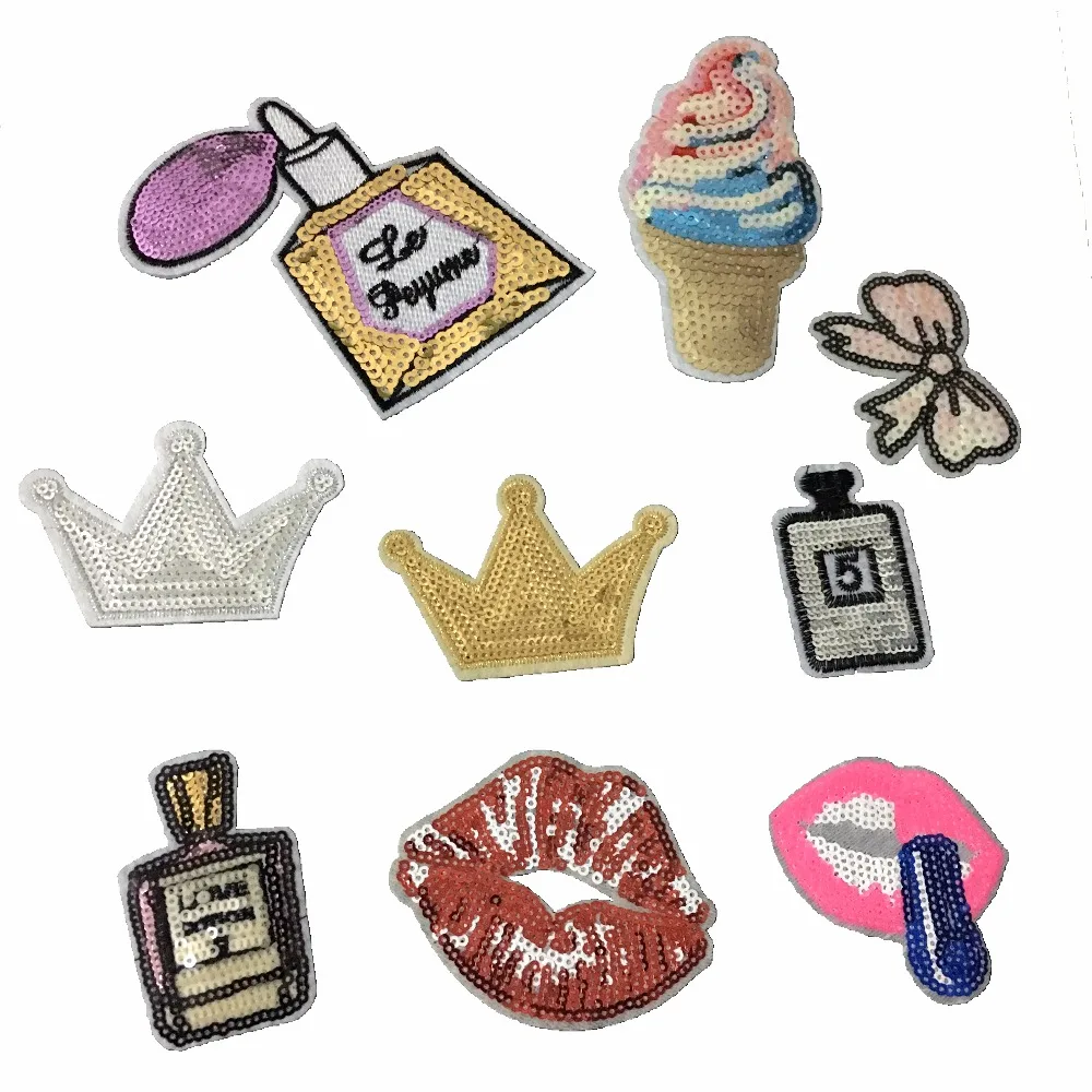 9 Kinds Iron on Patches for Clothes Sequins Ice Cream Crown Lips Bow Perfume Bottle Patches Sewing Stickers DIY Accessories
9 Kinds Iron on Patches for Clothes Sequins Ice Cream Crown Lips Bow Perfume Bottle Patches Sewing Stickers DIY Accessories