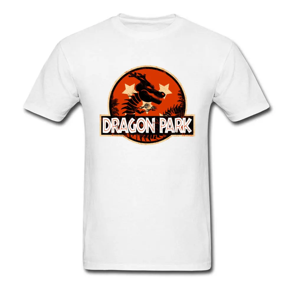 Unique Short Sleeve Tops Tees Summer Round Neck 100% Cotton Male T-shirts Dragon Park 96 Unique Tshirts Coupons Dragon Park 96 white