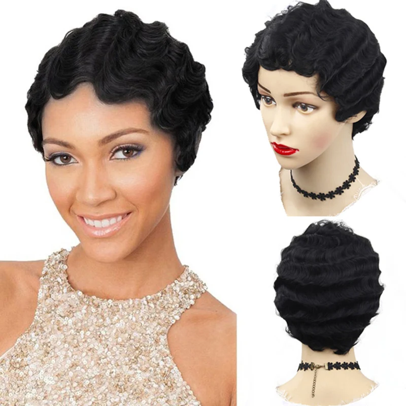 2019 Fashion Lady Rose Net Wave Short Curly Hair Wig Black Short Pixie Curly Synthetic Wigs
2019 Fashion Lady Rose Net Wave Short Curly Hair Wig Black Short Pixie Curly Synthetic Wigs
