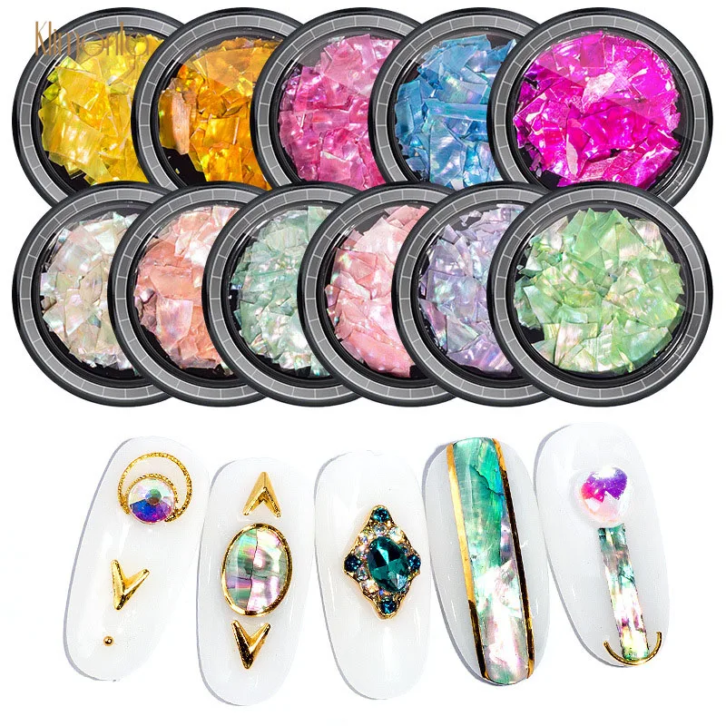 11 Colors 3D Nail Art Glitter Flakes Ultra-thin Mermaid Broken Shell Sequins For DIY Decoration Natural Abalone Slices Manicure
11 Colors 3D Nail Art Glitter Flakes Ultra-thin Mermaid Broken Shell Sequins For DIY Decoration Natural Abalone Slices Manicure