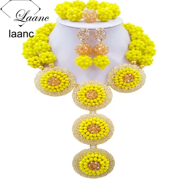 Laanc Opaque Yellow Gold AB Crystal Ball Nigerian Beaded Wedding Beads Necklace African Jewelry Set AL624
Laanc Opaque Yellow Gold AB Crystal Ball Nigerian Beaded Wedding Beads Necklace African Jewelry Set AL624
