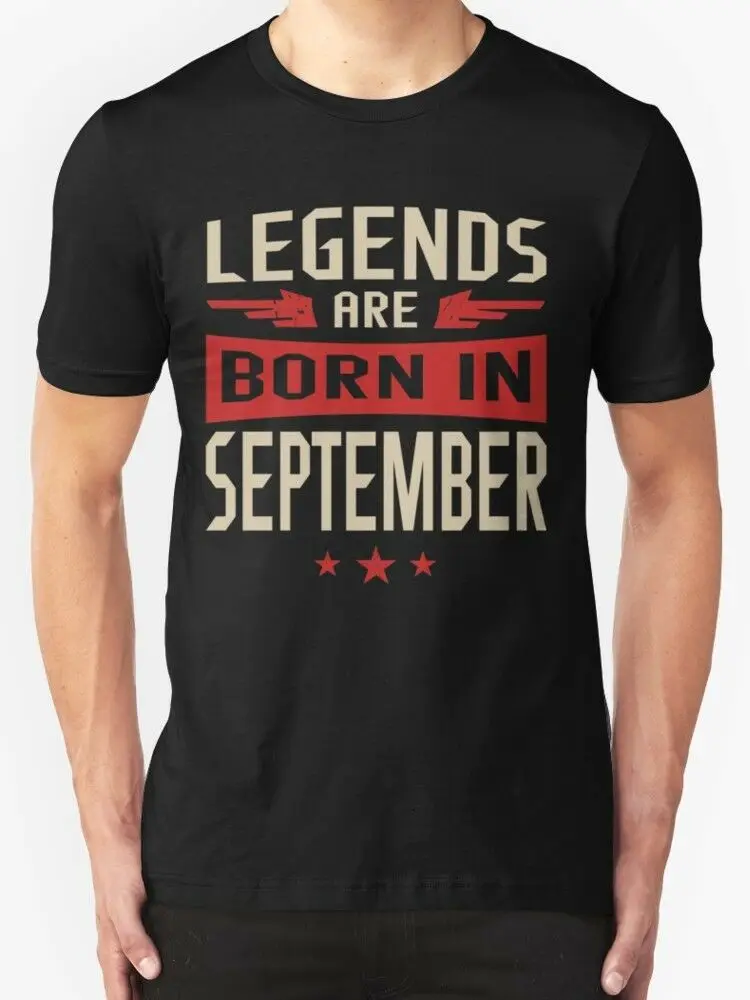 Мужские хлопковые футболки с принтом легенды рожденные в сентябре черные 2019