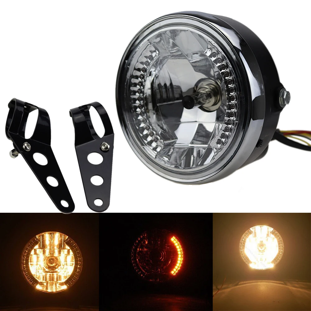 Universal Motorcycle Headlight Headlamp Lighting Lamp with Turn Signals For Harley Chopper Cafe Racer Bobber With Bracket
Universal Motorcycle Headlight Headlamp Lighting Lamp with Turn Signals For Harley Chopper Cafe Racer Bobber With Bracket