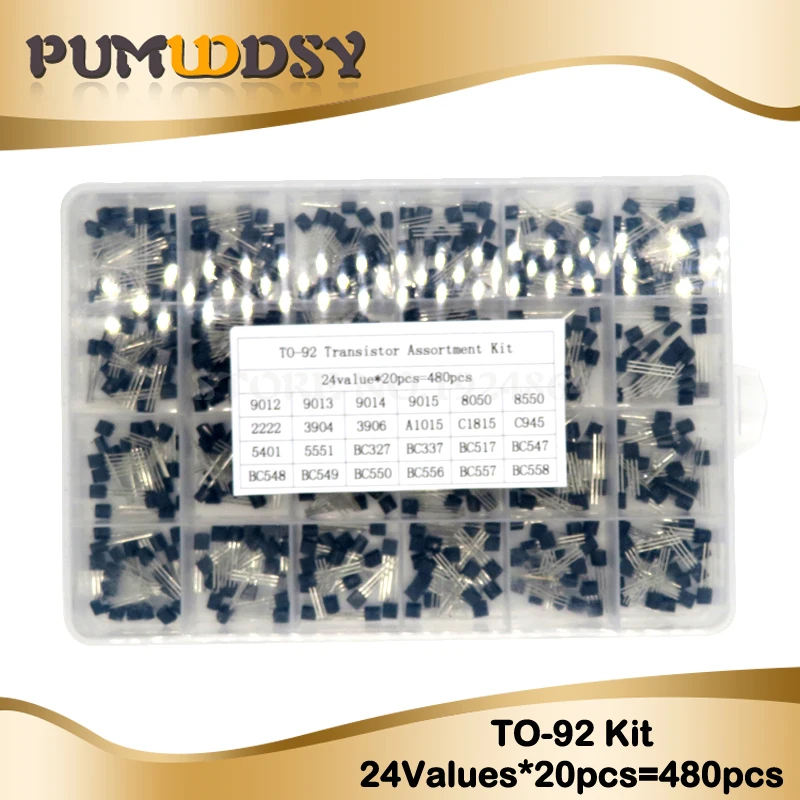 24Values TO-92 Transistor Assortment Assorted Kit Each BC327 BC337 BC517 BC547 BC548 BC549 2N2222 3906 3904 5401 5551 C945 1015
24Values TO-92 Transistor Assortment Assorted Kit Each BC327 BC337 BC517 BC547 BC548 BC549 2N2222 3906 3904 5401 5551 C945 1015