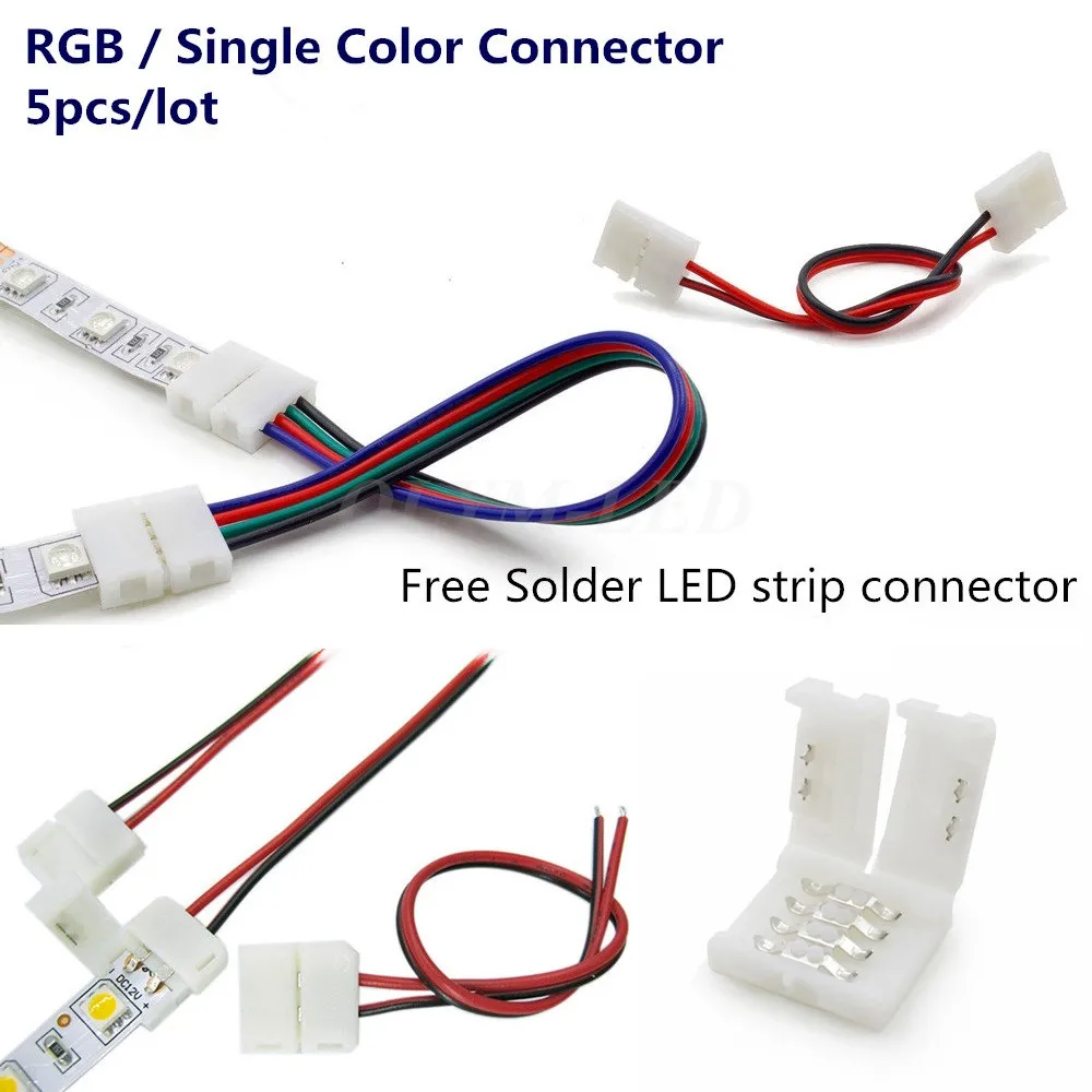 5 контактный 2 4 разъем для светодиодной ленты 8 мм 10 3528 2835 5050 провод RGB одноцветная