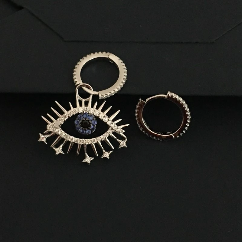 New Blue Eye Zircon POP ART Lucky Eye Stud Earring Pure 925 Sterling Silver Asymmetry Cuff Earring Women Wedding Cuff Jewelry
New Blue Eye Zircon POP ART Lucky Eye Stud Earring Pure 925 Sterling Silver Asymmetry Cuff Earring Women Wedding Cuff Jewelry
