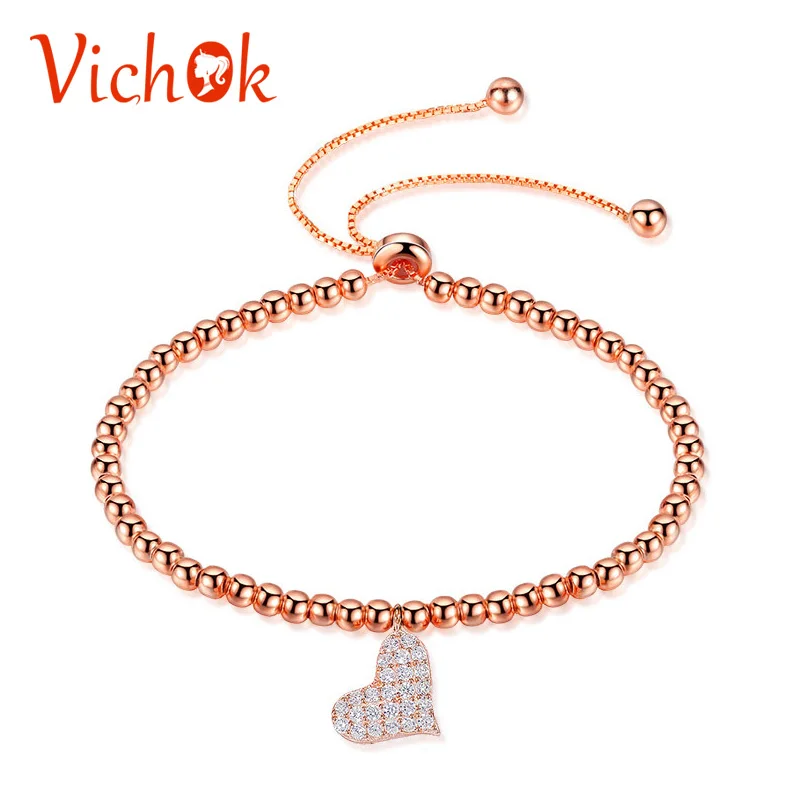 VICHOK Heart Ball Beads Bracelet for Women 925 Sterling Rose Gold Color Bracelets&Bangles Silver pulseras plata de ley 925 mujer
VICHOK Heart Ball Beads Bracelet for Women 925 Sterling Rose Gold Color Bracelets&Bangles Silver pulseras plata de ley 925 mujer