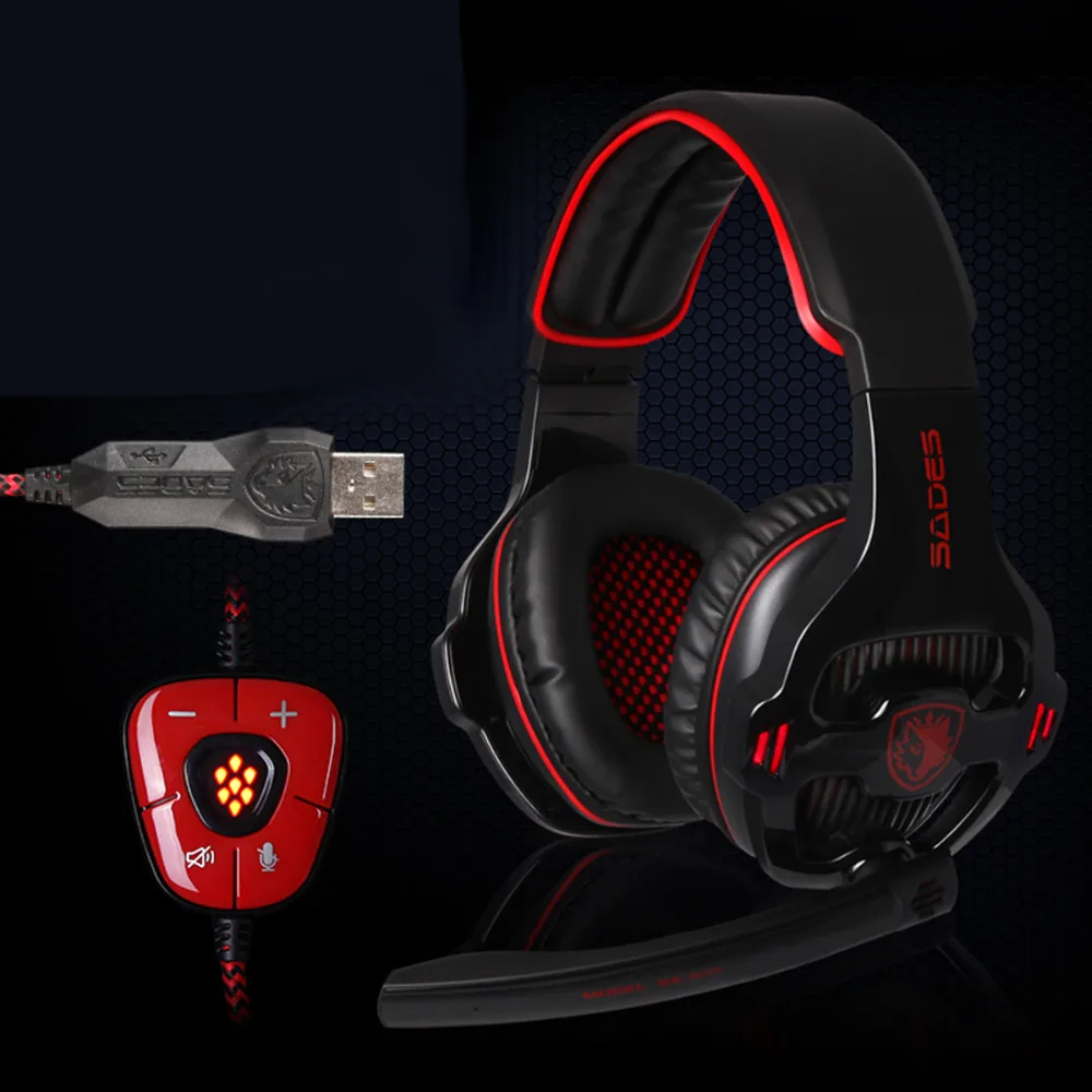 Top Quality SADES SA-903 7.1 Surround Built in Sound Card Headband Gaming Stereo USB + Microphone Remote Tablet PC Game Earphone Top Quality SADES SA-903 7.1 Surround Built in Sound Card Headband Gaming Stereo USB + Microphone Remote Tablet PC Game Earphone<br><br>Aliexpress
