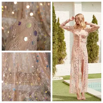 2019 HOT Nude pink Lace background+laser big round sequins shiny very nice! 1 Yard best selling girls dress making lace sexy!
2019 HOT Nude pink Lace background+laser big round sequins shiny very nice! 1 Yard best selling girls dress making lace sexy!