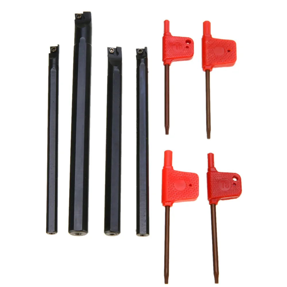 4Pcs SCLCR06 Lathe Boring Bar 7/8/10/12mm Diameters Turning Tool Holder Internal Threaded Cutting Tools