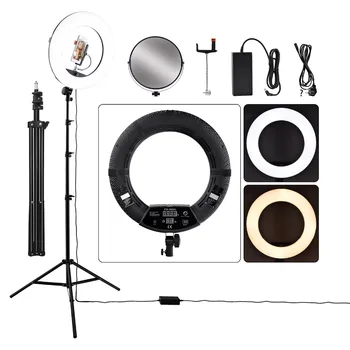18 inch Photography Ring Light Dimmable 5500K LED Ring Lamp with Tripod/LCD Screen/ Mirror For Camera Photo Video YouTube Live
18 inch Photography Ring Light Dimmable 5500K LED Ring Lamp with Tripod/LCD Screen/ Mirror For Camera Photo Video YouTube Live