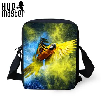 

female travel polyester small phone messenger bags kids girl convenience mini crossbody bag parrot front view design shoulderbag