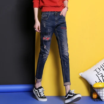 Nonis Women 2018 New Autumn Casual Middle Stretch Washed Ripped Pattern soft jeans girls All match denim pants Plus size 26-34
Nonis Women 2018 New Autumn Casual Middle Stretch Washed Ripped Pattern soft jeans girls All match denim pants Plus size 26-34