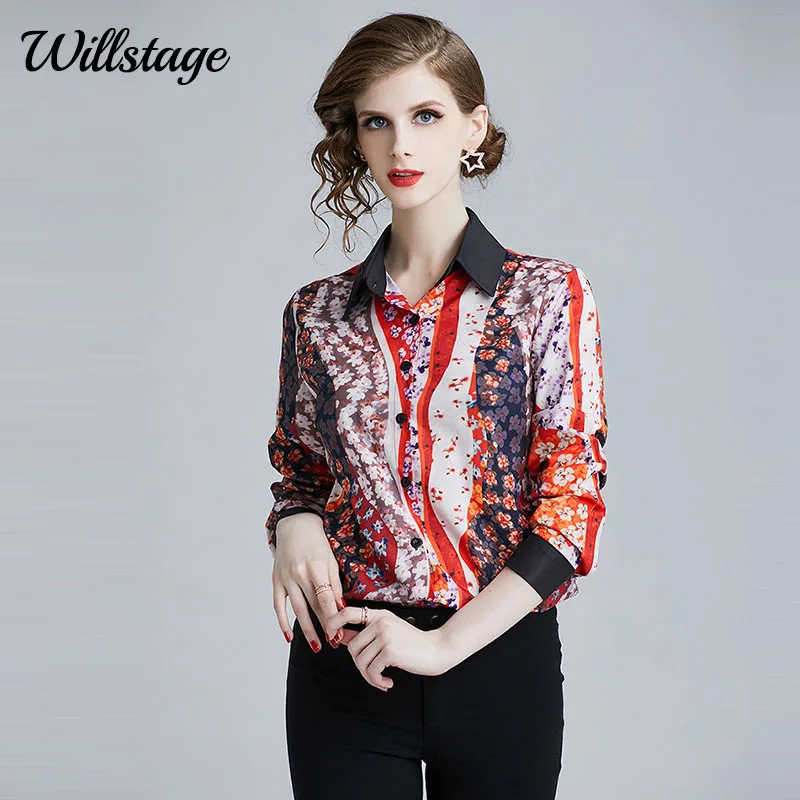 Willstage Women Shirts Long Sleeve Floral printed Pattern Blouse Turn down collar Tops Elegant 2019 Autumn Female Clothes
Willstage Women Shirts Long Sleeve Floral printed Pattern Blouse Turn down collar Tops Elegant 2019 Autumn Female Clothes