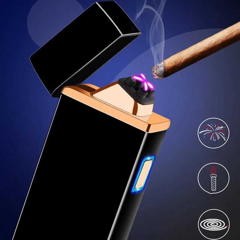 USB charging Double Arc Electronic Cigarette Lighter Windproof Flameless Electric Lighters Plasma Cigar Lighter for man gift
USB charging Double Arc Electronic Cigarette Lighter Windproof Flameless Electric Lighters Plasma Cigar Lighter for man gift