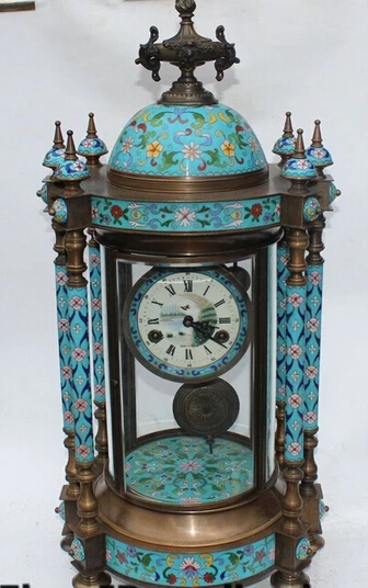 B0601 41526 Rare Cloisonne Enamel Bronze Glass Mechanical Watches Clock Zhong Sculpture
B0601 41526 Rare Cloisonne Enamel Bronze Glass Mechanical Watches Clock Zhong Sculpture
