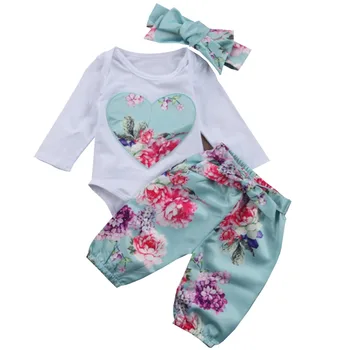 2019 New Fashion Baby Girl Clothes 3pcs Set Floral T-shirt Romper Bodysuit Jumpsuit Pants Headband Love Princess Party Outfit
2019 New Fashion Baby Girl Clothes 3pcs Set Floral T-shirt Romper Bodysuit Jumpsuit Pants Headband Love Princess Party Outfit
