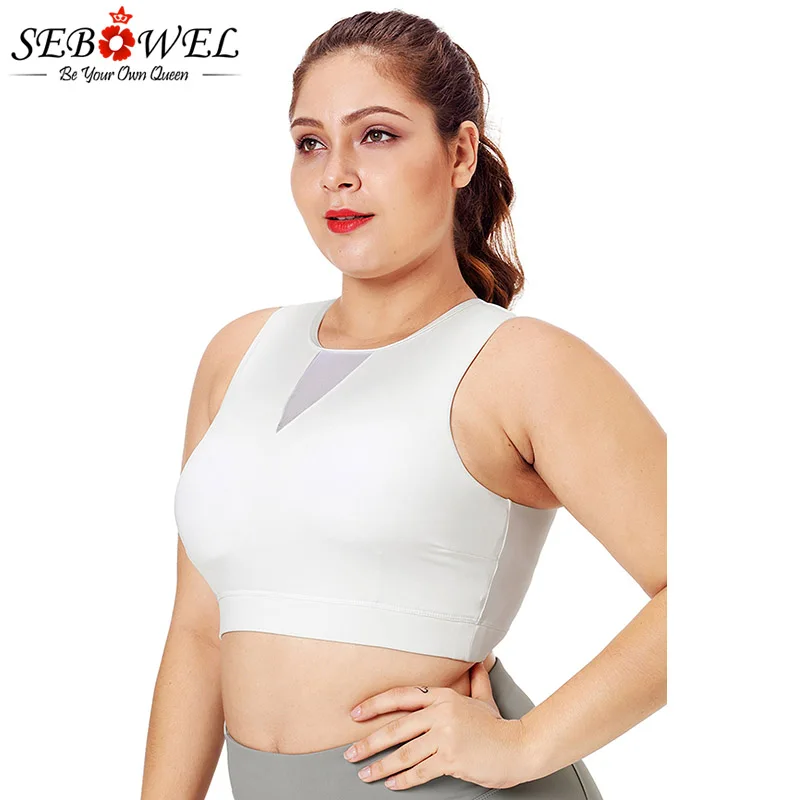 White-Mesh-Insert-High-Neck-Plus-Size-Sport-Bra-LC26039-1-4