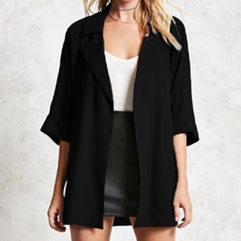 Plus Size Autumn Jacket Women Coat Three Quarter Sleeve Turn-Down Collar Cardigan Coat Solid Color Loose Casual Lapel Overcoat
Plus Size Autumn Jacket Women Coat Three Quarter Sleeve Turn-Down Collar Cardigan Coat Solid Color Loose Casual Lapel Overcoat