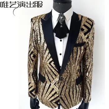 Gold sequins men suits designs homme terno stage costumes for singers personalized men blazer dance clothes star style dress
Gold sequins men suits designs homme terno stage costumes for singers personalized men blazer dance clothes star style dress