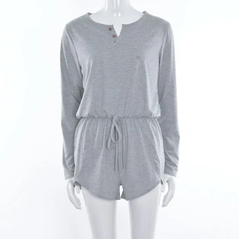 Women fashion Casual solid Playsuit Ladies new long sleeve button o-neck drawstring loose playsuit
Women fashion Casual solid Playsuit Ladies new long sleeve button o-neck drawstring loose playsuit
