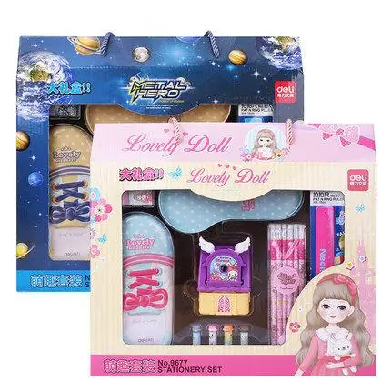1set A box of stationery gift for students eraser pencil ruler pencil sharpener Pencil case boy and girl blue and pink Deli 9677 1set A box of stationery gift for students eraser pencil ruler pencil sharpener Pencil case boy and girl blue and pink Deli 9677<br><br>Aliexpress