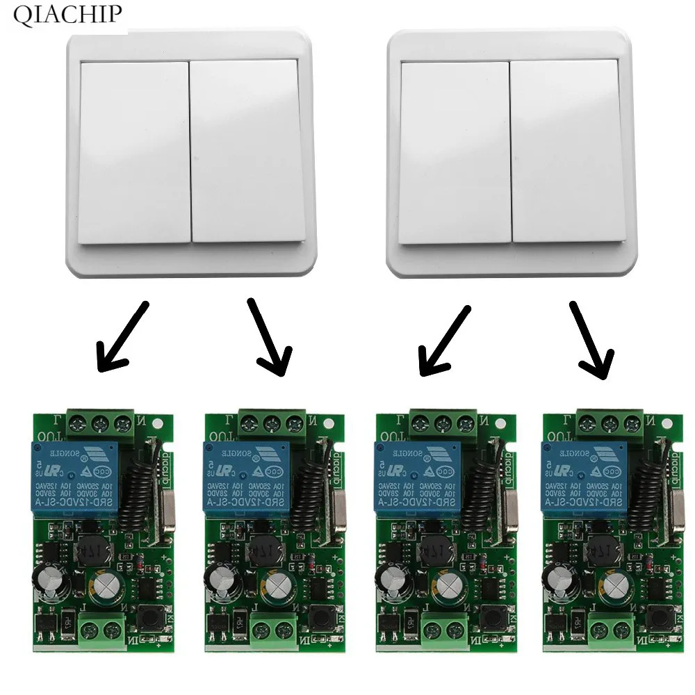 QIACHIP 433MHz Universal Wireless Remote Control Switch 110V 220V 1CH Relay Receiver Module & Wall Panel RF Remote Controls Kit
QIACHIP 433MHz Universal Wireless Remote Control Switch 110V 220V 1CH Relay Receiver Module & Wall Panel RF Remote Controls Kit