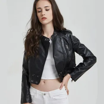 2020 Sexy Fashion Women Motorcycle PU Leather Jackets Female Autumn Winter Short Zipper Coat Black Color Outwear Size S M L XL
2020 Sexy Fashion Women Motorcycle PU Leather Jackets Female Autumn Winter Short Zipper Coat Black Color Outwear Size S M L XL