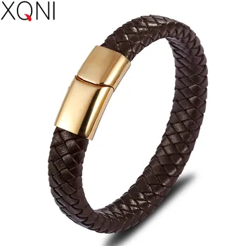 XQNI OL Style Stainless Steel Geometric Men's Leather Bracelet Classic Simple Style Simple Button For Handsome Boy Birthday Gift
XQNI OL Style Stainless Steel Geometric Men's Leather Bracelet Classic Simple Style Simple Button For Handsome Boy Birthday Gift