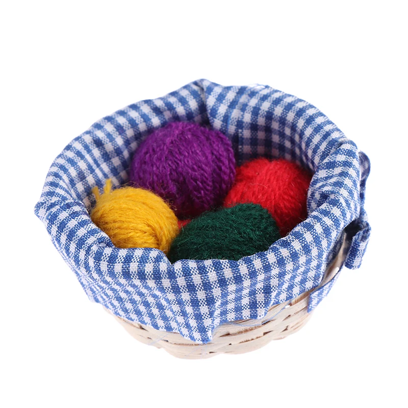 1:12 accesorios de casa de Muñecas en Miniatura Mini Juguete Modelo de simulación de tela de lana cestas 