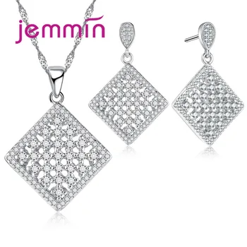 Fashion Square Shaped Jewelry Sets with Micro CZ Crystal Pave 925 Sterling Silver Pendant Necklace & Earrings Sets
Fashion Square Shaped Jewelry Sets with Micro CZ Crystal Pave 925 Sterling Silver Pendant Necklace & Earrings Sets