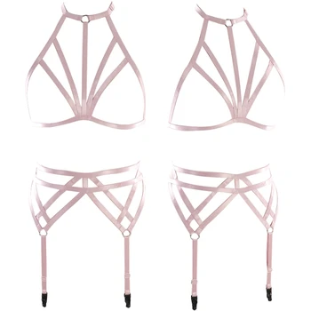 Pink Harness Bra Elastic Strappy Hollow Out Full Body Harness Sexy Cage Bra Cupless Bra Crop Top Bralette Lingerie Set for Women
Pink Harness Bra Elastic Strappy Hollow Out Full Body Harness Sexy Cage Bra Cupless Bra Crop Top Bralette Lingerie Set for Women