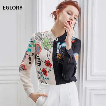 100%Silk Blouse Shirt 2019 Spring Summer High Quality Blouse Women Vintage Floral Print Color Block Long Sleeve Shirt Blusas
100%Silk Blouse Shirt 2019 Spring Summer High Quality Blouse Women Vintage Floral Print Color Block Long Sleeve Shirt Blusas
