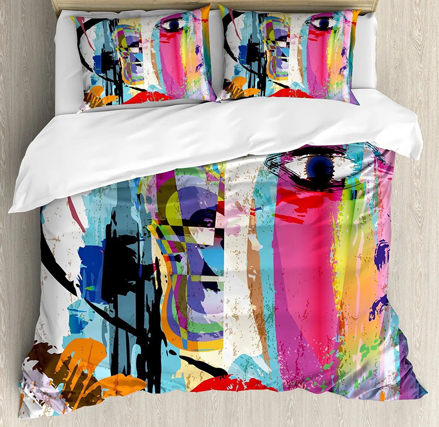 Art Duvet Cover Set Contemporary Paint Strokes Splashes Face Mask Paint Kiss Graffiti Grunge Creative Theme Bedding Set
Art Duvet Cover Set Contemporary Paint Strokes Splashes Face Mask Paint Kiss Graffiti Grunge Creative Theme Bedding Set