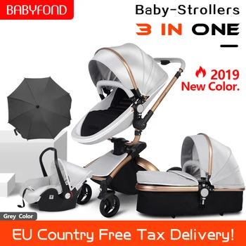 Babyfond luxury PU leather high landscape cart can sit reclining multi-color optional aluminum frame baby stroller, HK is Free
Babyfond luxury PU leather high landscape cart can sit reclining multi-color optional aluminum frame baby stroller, HK is Free