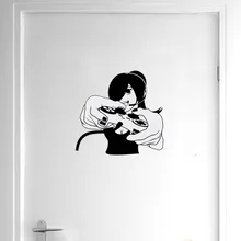 YOJA 25*23.8CM Gamer Girl Wall Decal Bedroom Door Decor Stickers Black D1-0028