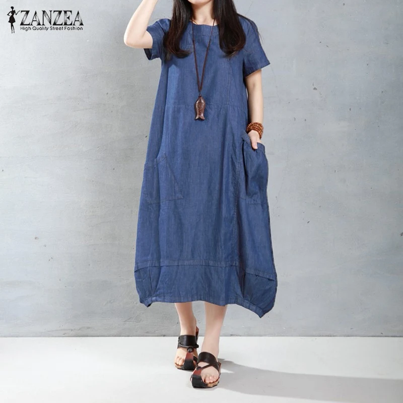 Vestidos 2019 Summer ZANZEA Women Casual Loose Mid-calf Dresses Ladies Vintage Short Sleeve O Neck Solid Dresses Oversized
Vestidos 2019 Summer ZANZEA Women Casual Loose Mid-calf Dresses Ladies Vintage Short Sleeve O Neck Solid Dresses Oversized
