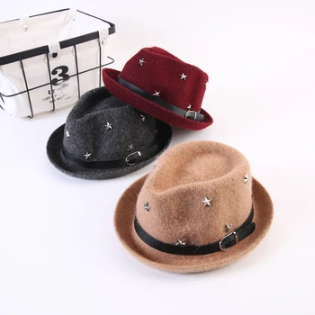 Winter Autumn 100% Woolen Baby Boys Girls Fedoras Top Jazz Hat European American Round Caps Bowler Hats with Stars
Winter Autumn 100% Woolen Baby Boys Girls Fedoras Top Jazz Hat European American Round Caps Bowler Hats with Stars