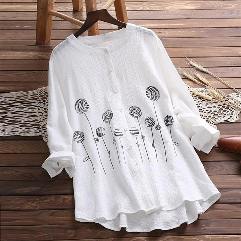 Floral Embroidery Button Women's Shirt Top White Plus Size 5XL Long Sleeve Feminine Blouse 2019 Vintage Summer Lady Tops Clothes
Floral Embroidery Button Women's Shirt Top White Plus Size 5XL Long Sleeve Feminine Blouse 2019 Vintage Summer Lady Tops Clothes