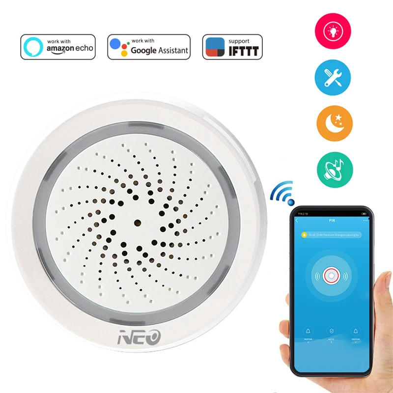 NAS-AB02WT Smart Wireless WiFi Siren Alarm Sensor USB Power with temperature and humidity sensor Via Tuyasmart or Smart Life
NAS-AB02WT Smart Wireless WiFi Siren Alarm Sensor USB Power with temperature and humidity sensor Via Tuyasmart or Smart Life